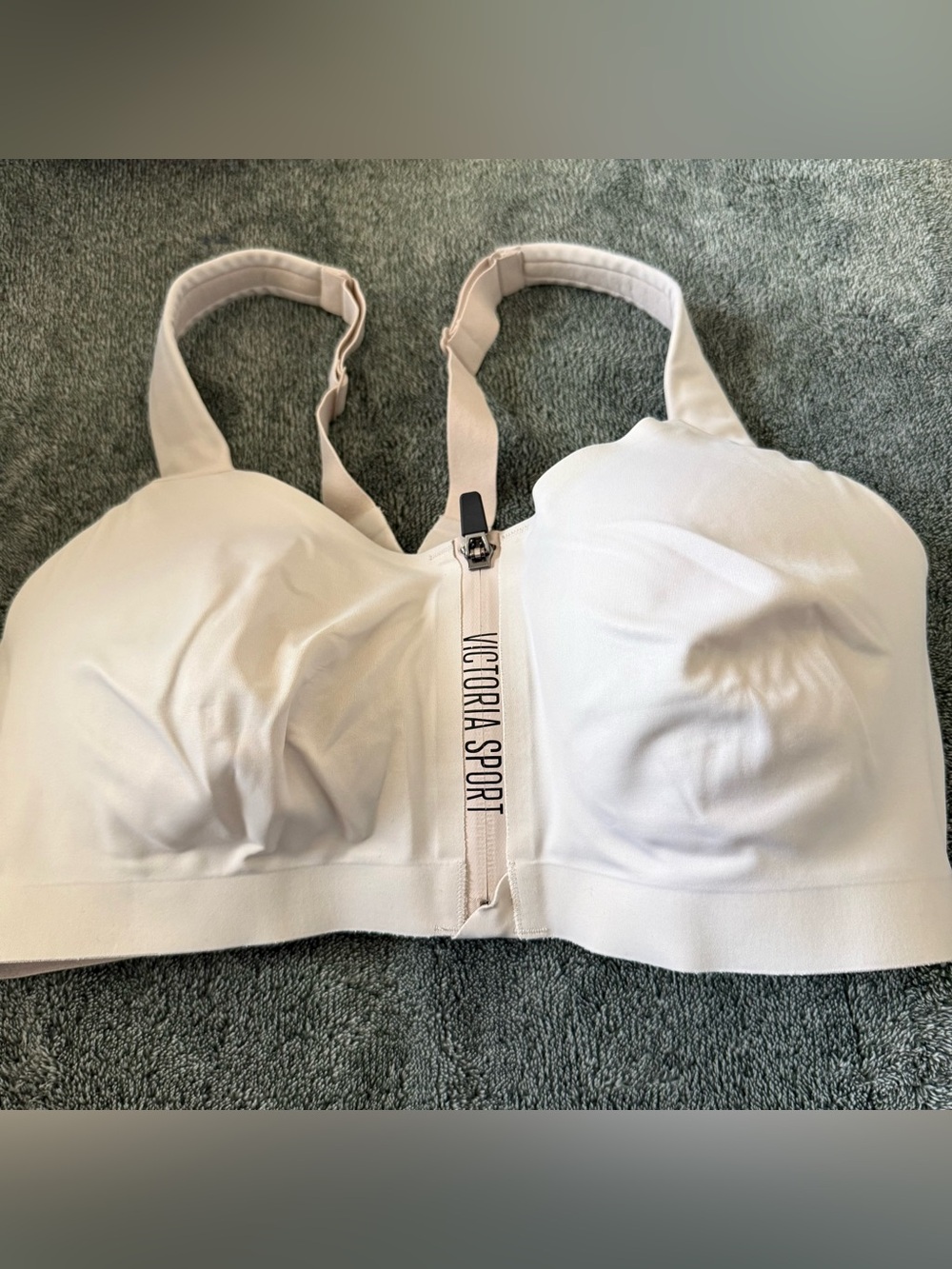 Victoria Sport White Front-Zip High Support Sports Bra